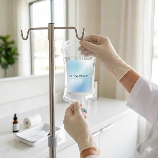 Snow Bright skin brightening IV drip bag at Jolie Visage in Murrells Inlet